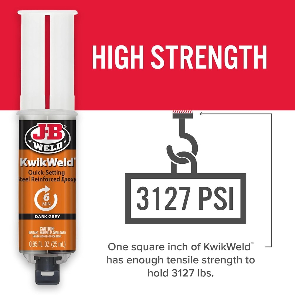 Quick Setting KwikWeld Epoxy - 3127 PSI Strength, Waterproof, Dark Grey, 2 Pack