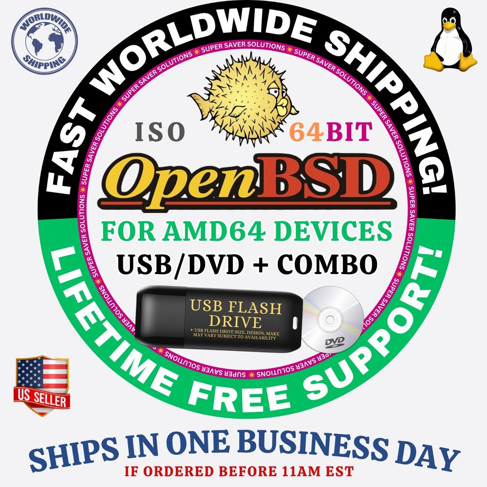OpenBSD Linux OS ISO - ALL VERSIONS - 64BIT USB-DVD, LIVE-FULL BOOT, MAC PC