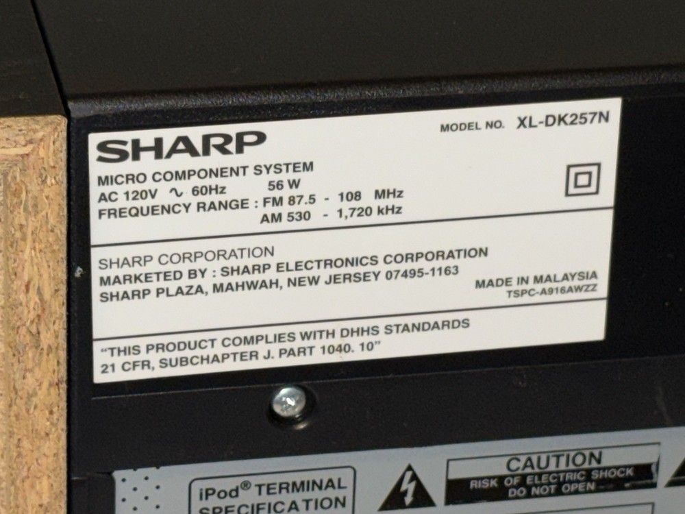 Sharp XL-DK257N Micro Component Stereo System iPod Dock CD & AM/FM Free Ship