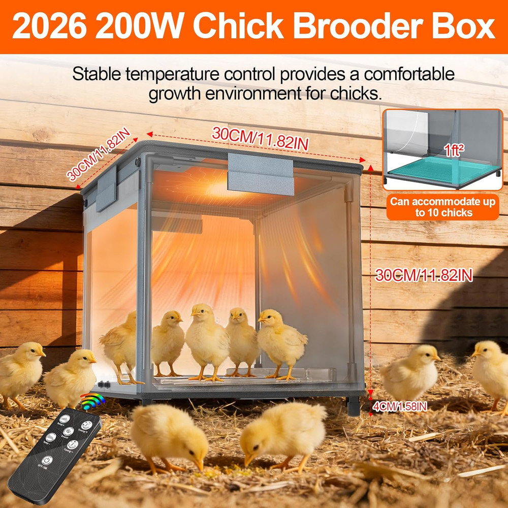 Chicken Brooder Box for Chicks, Revamped Chick Brooder Heater with Adjustable Te