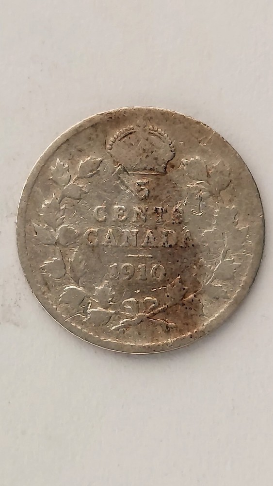 1910 Canada 5 Cent Silver,.925 Silver (#4)