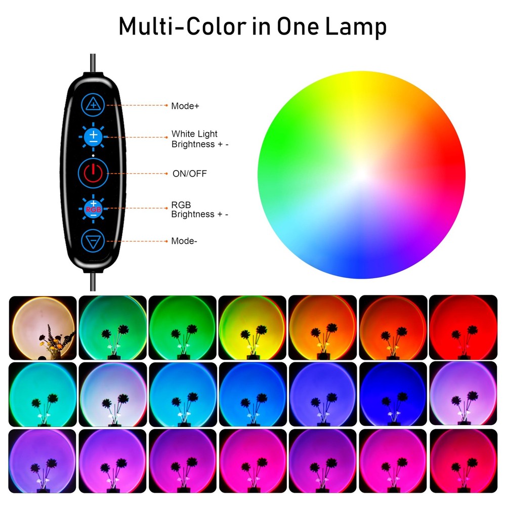 Sunset Lamp Projector Multicolor Changing LED Projection Lamp,Switch Button a...