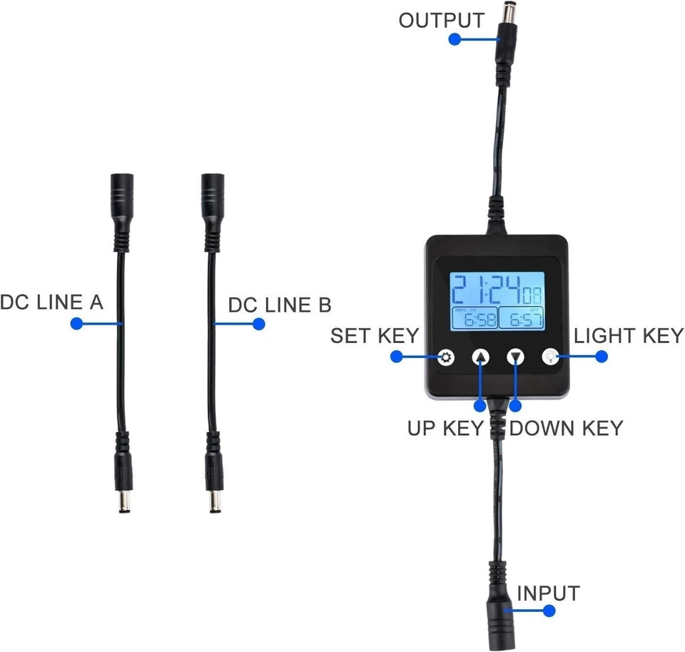 Aquarium Light Timer LED Dimmer Controller - Universal Adjustable Adjustment
