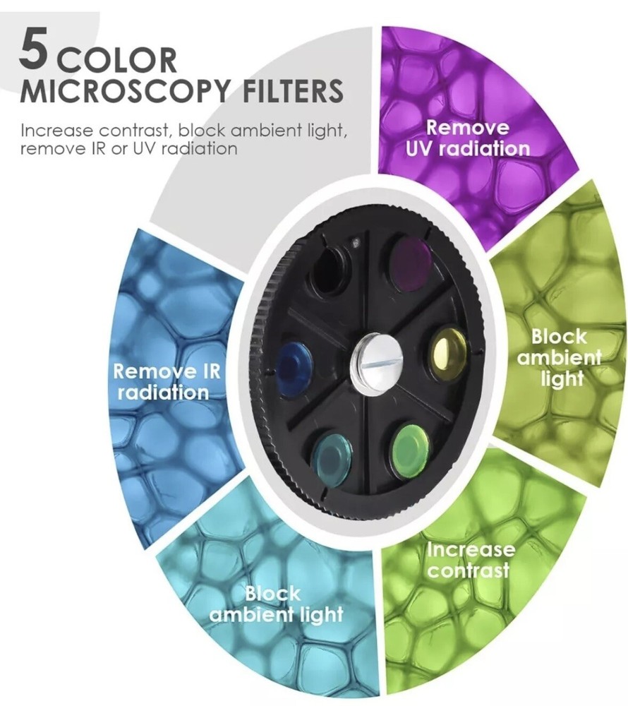 Microscopes Biological Microscope 40x-1000 Adjustable Duel LED Illumination