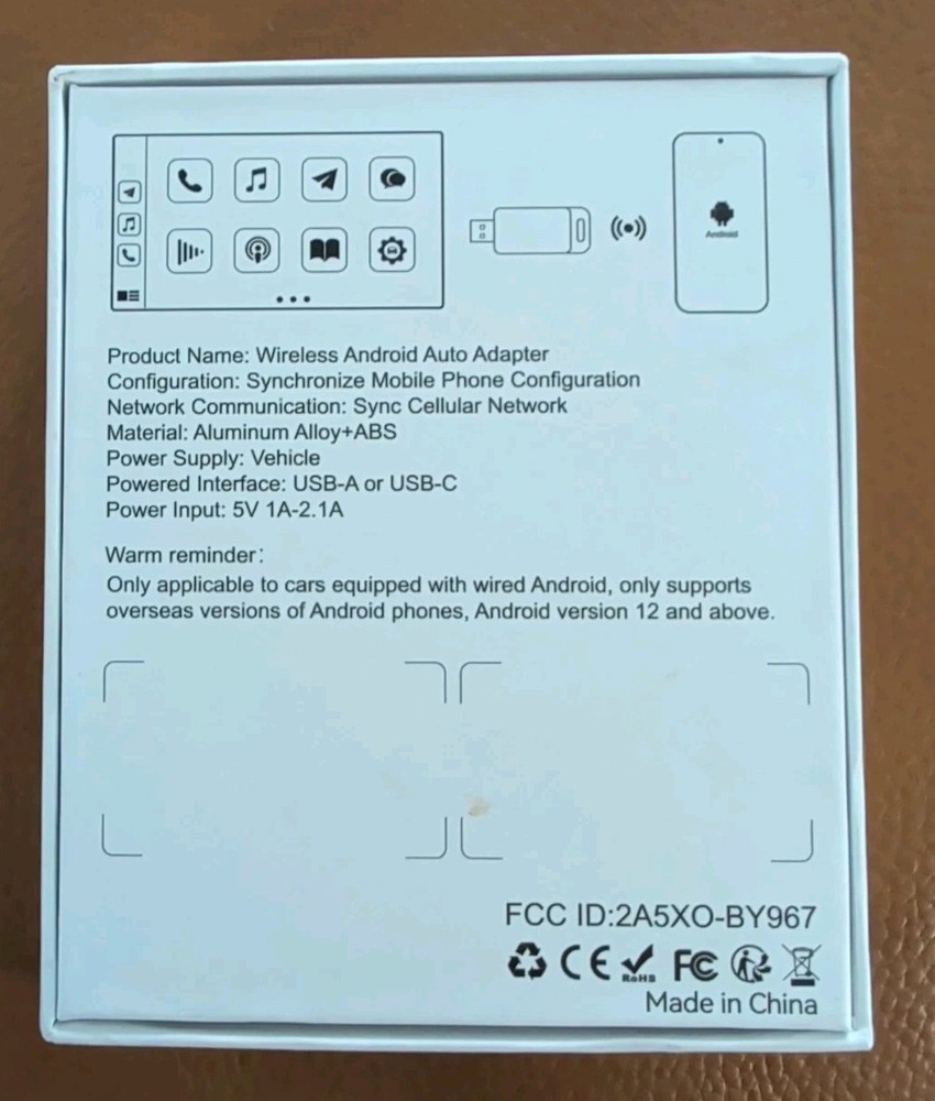 BY967D Wireless Android Auto Wireless Adapter