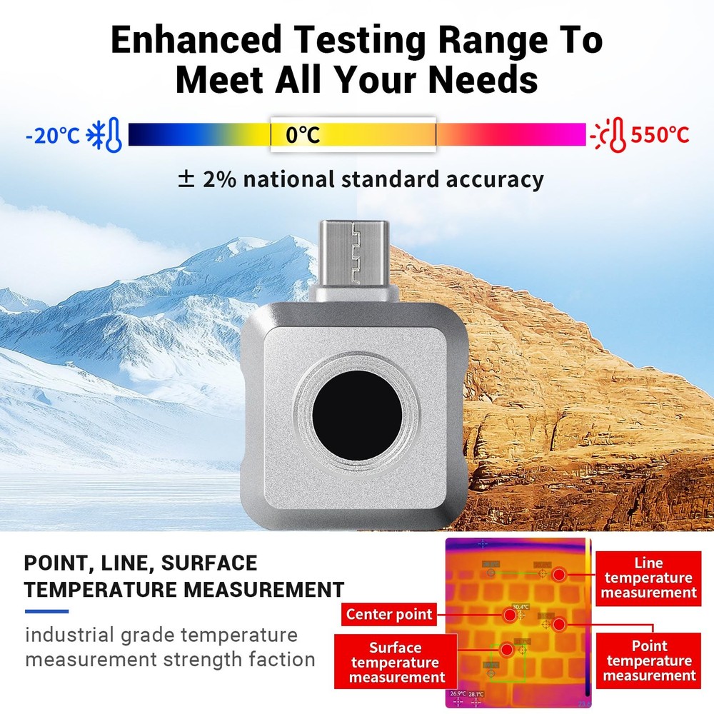 Thermal Imaging Camera for Android Smartphones, 160 x 120 IR High Resolution,...