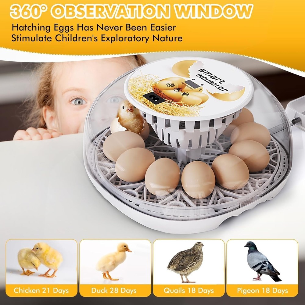 Incubators for Hatching Eggs, Egg Incubator with Automatic Egg Turning and Humid