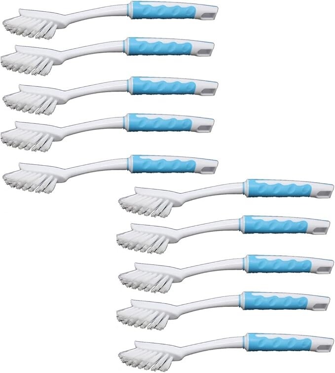 Basic Tile and Grout Brush Set of 10 Medium-Lite Bristles Lt. Blue