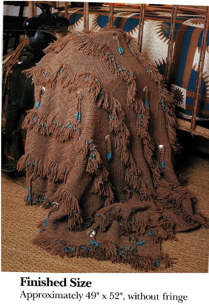 SANTA FE FRINGE AFGHAN CROCHET PATTERN ONLY - AH203
