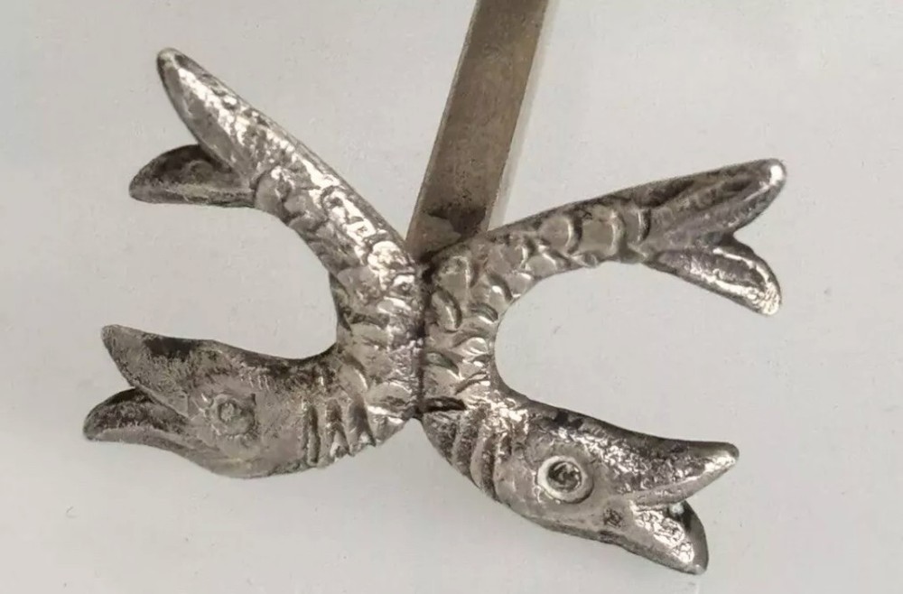 Antique c 1820 Austrian 13 Loth Solid Silver Serpent Knife Rest ~ Leopold Kuhn