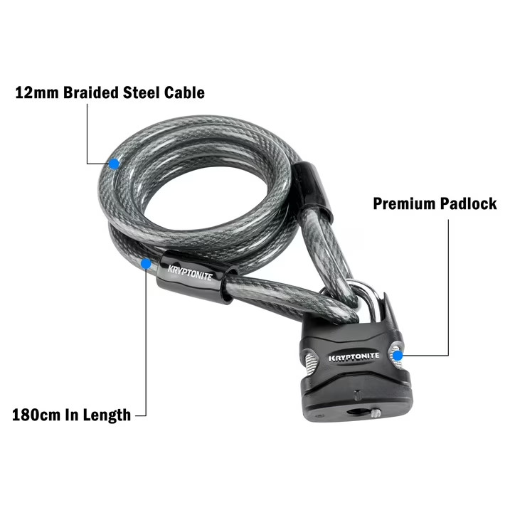 Kryptonite Double Loop Cable & Padlock Bicyce Lock