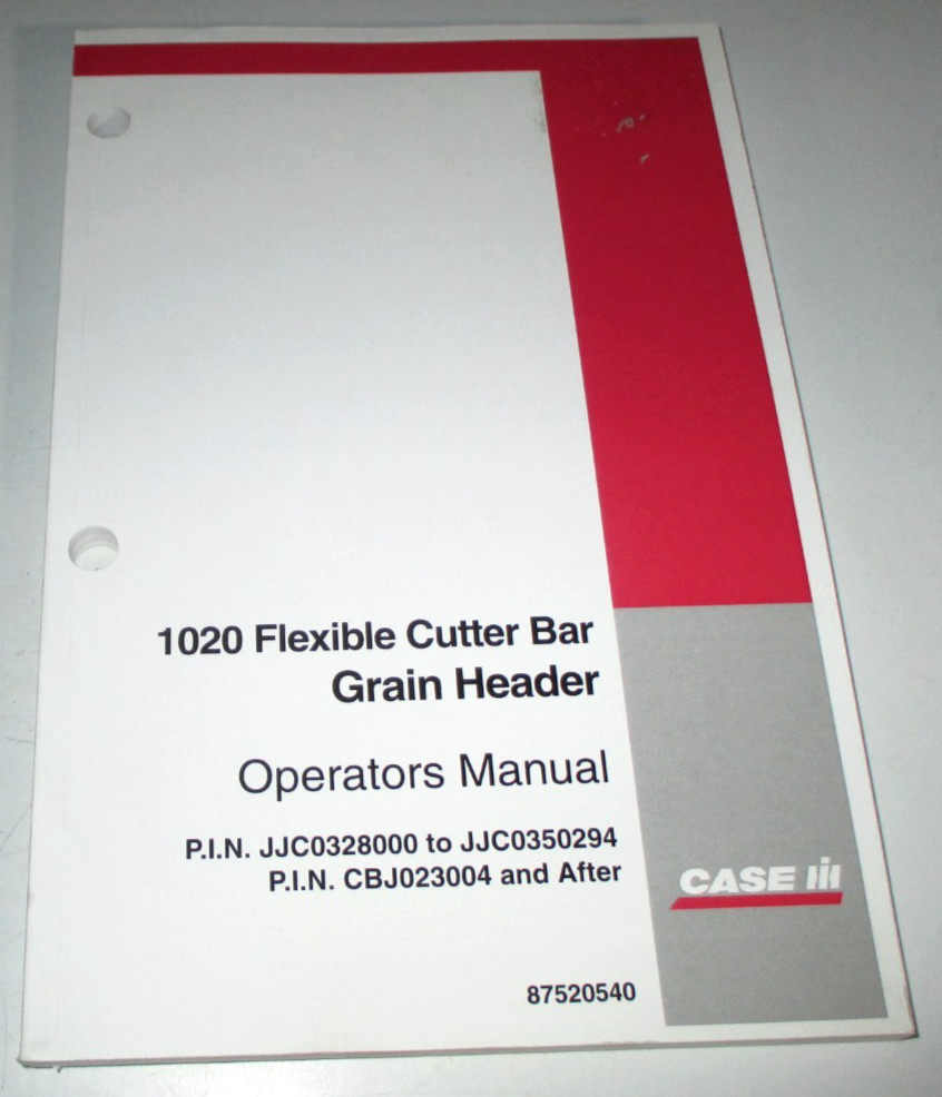 *Case IH 1020 Grain Header Operators/Maintenance Manual 87520540 ORIGINAL! 2006