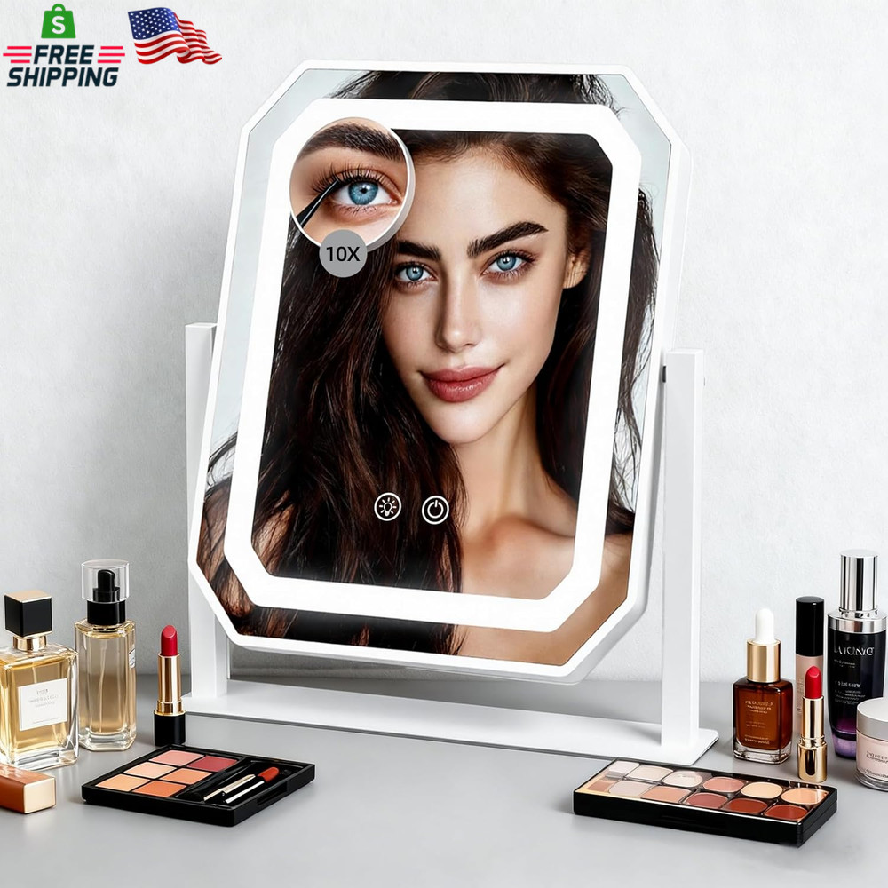 Lighted Makeup Mirror, 3 Colors for Precise Application, Touch Control Brightnes