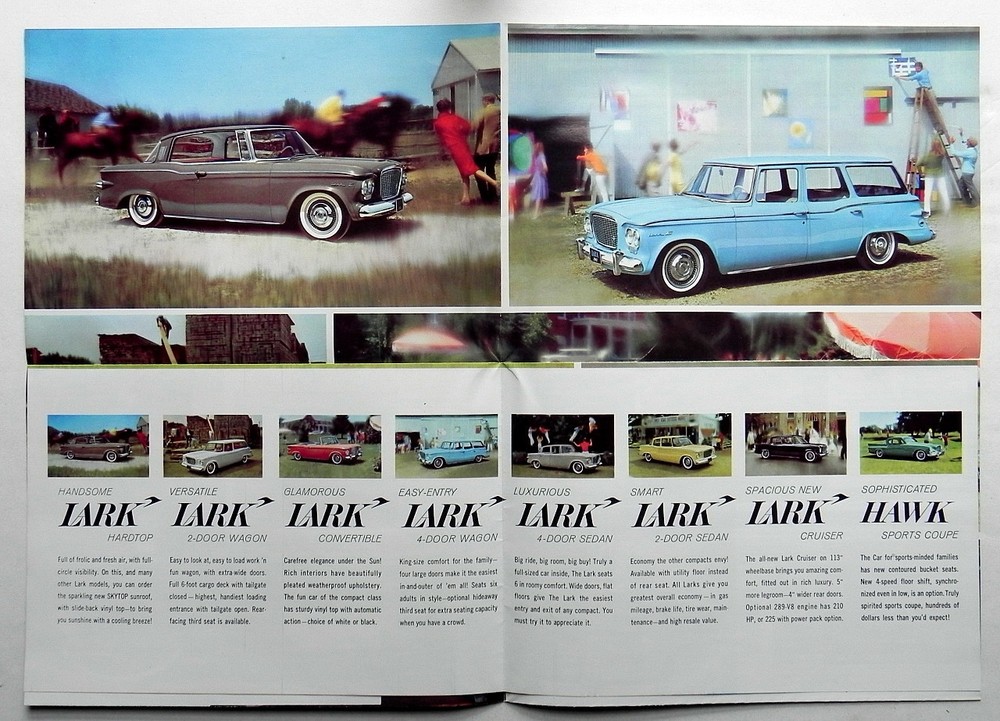 1961 STUDEBAKER LARK & HAWK Sales Brochure folder poster