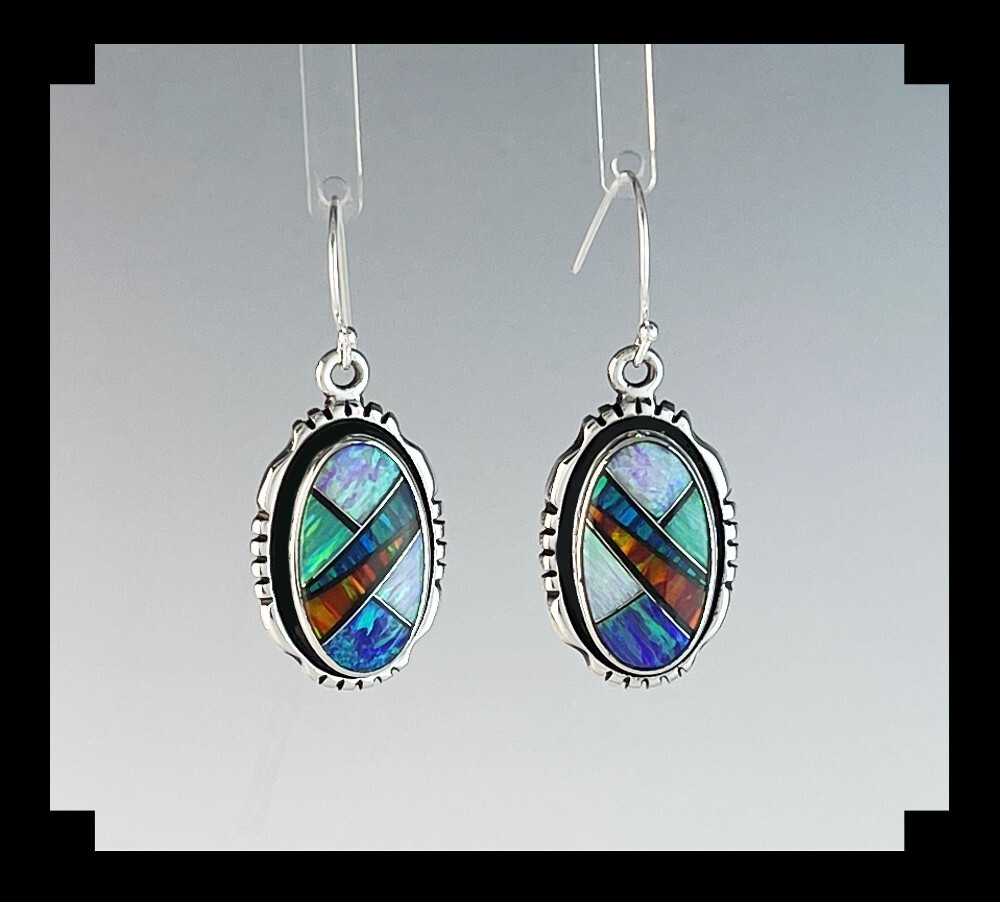 Handcrafted Sterling and Inlay Opalite Earrings