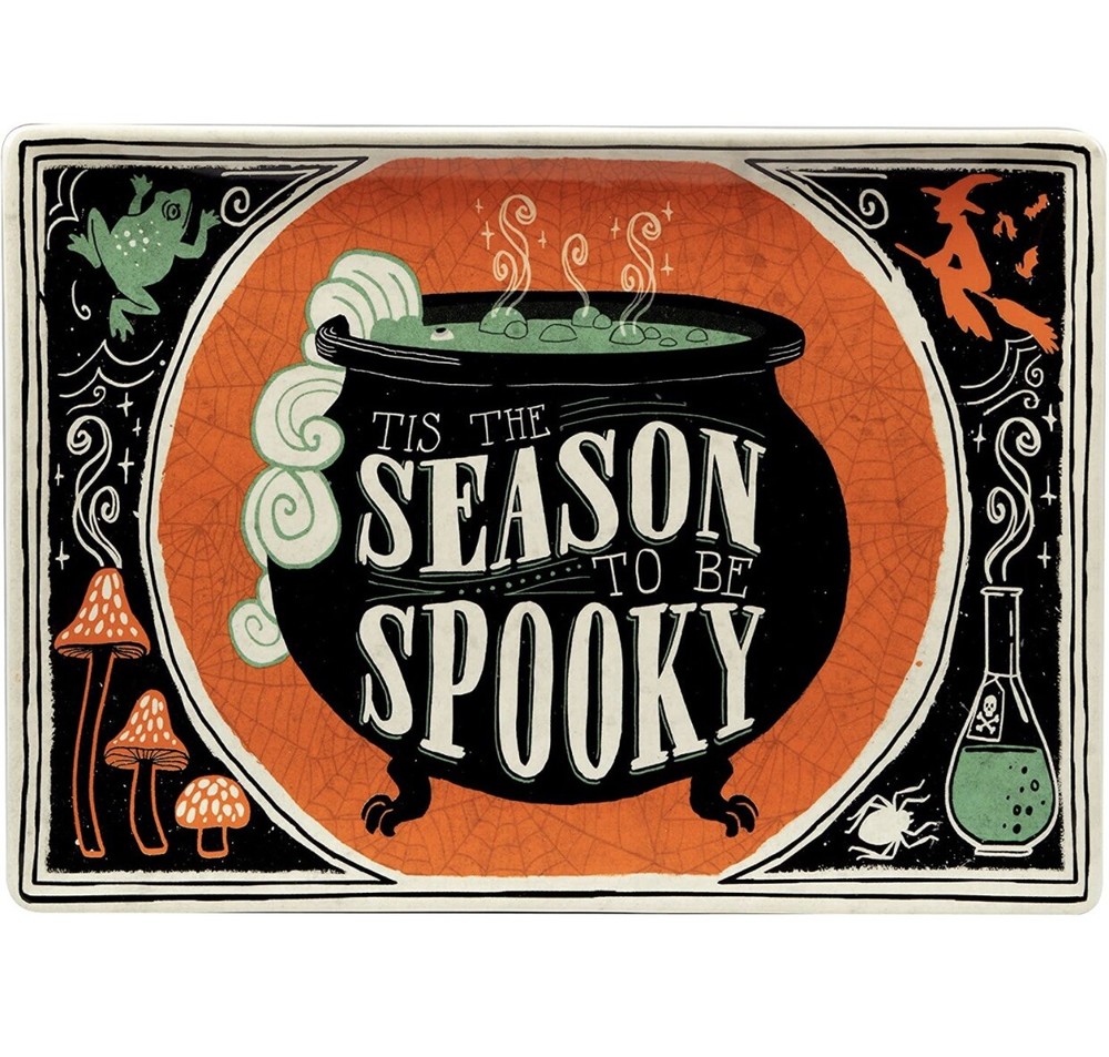 Certified International  Scaredy Cat Rectangular Ceramic Halloween Platter