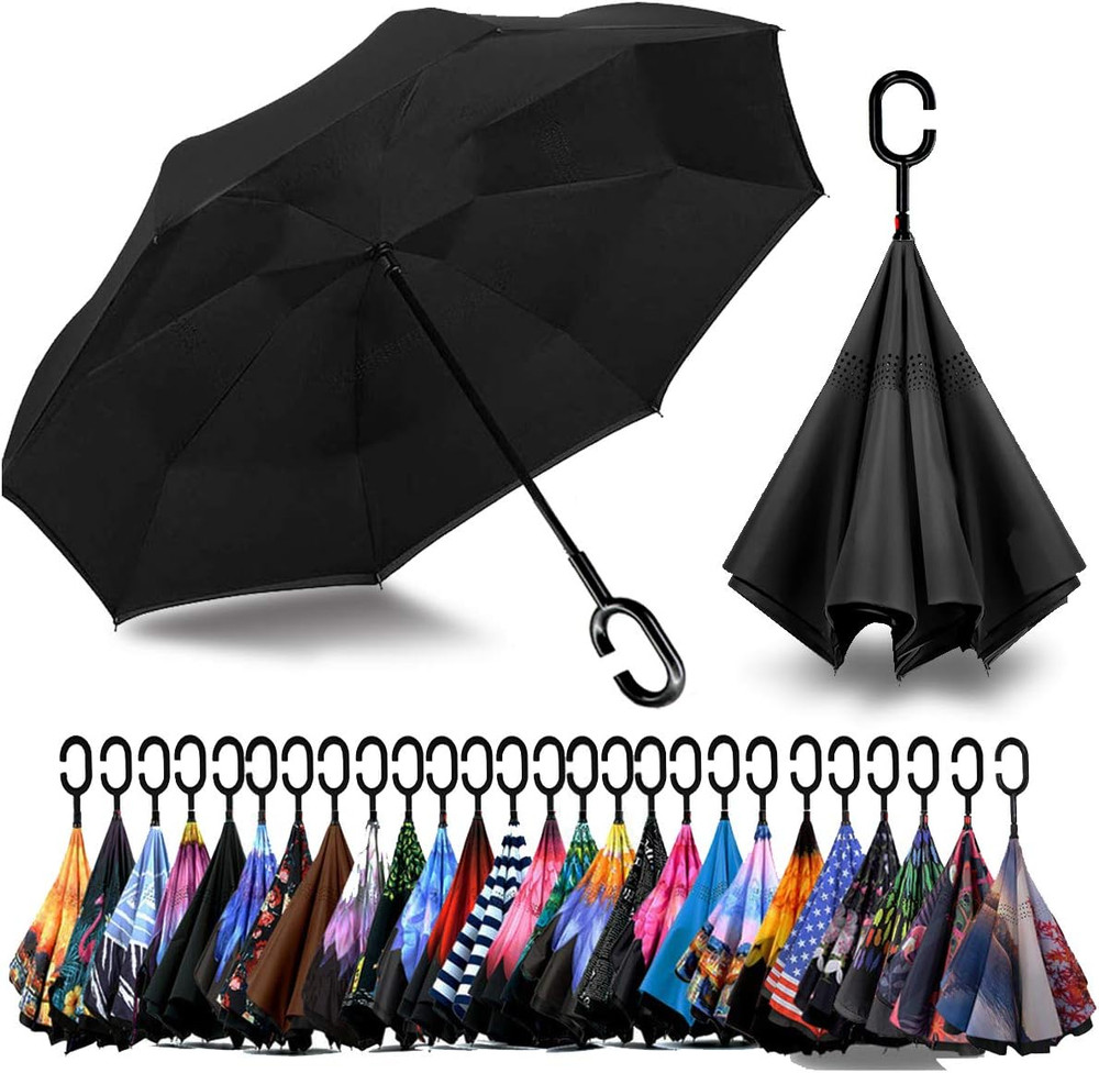 49/56 Inch Inverted Reverse Upside down Umbrella, Extra Large Double Canopy Vent