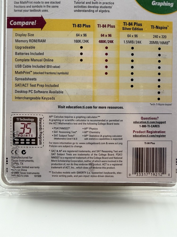 Texas Instruments TI-84 Plus Graphing Calculator USB LCD MathPrint Programmable