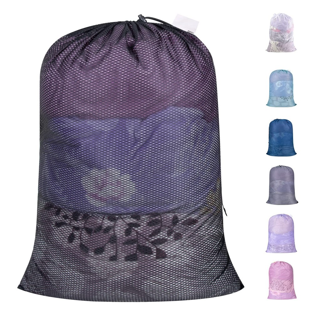 Heavy Duty Large Mesh Laundry Bag with Drawstring Closure for Travel