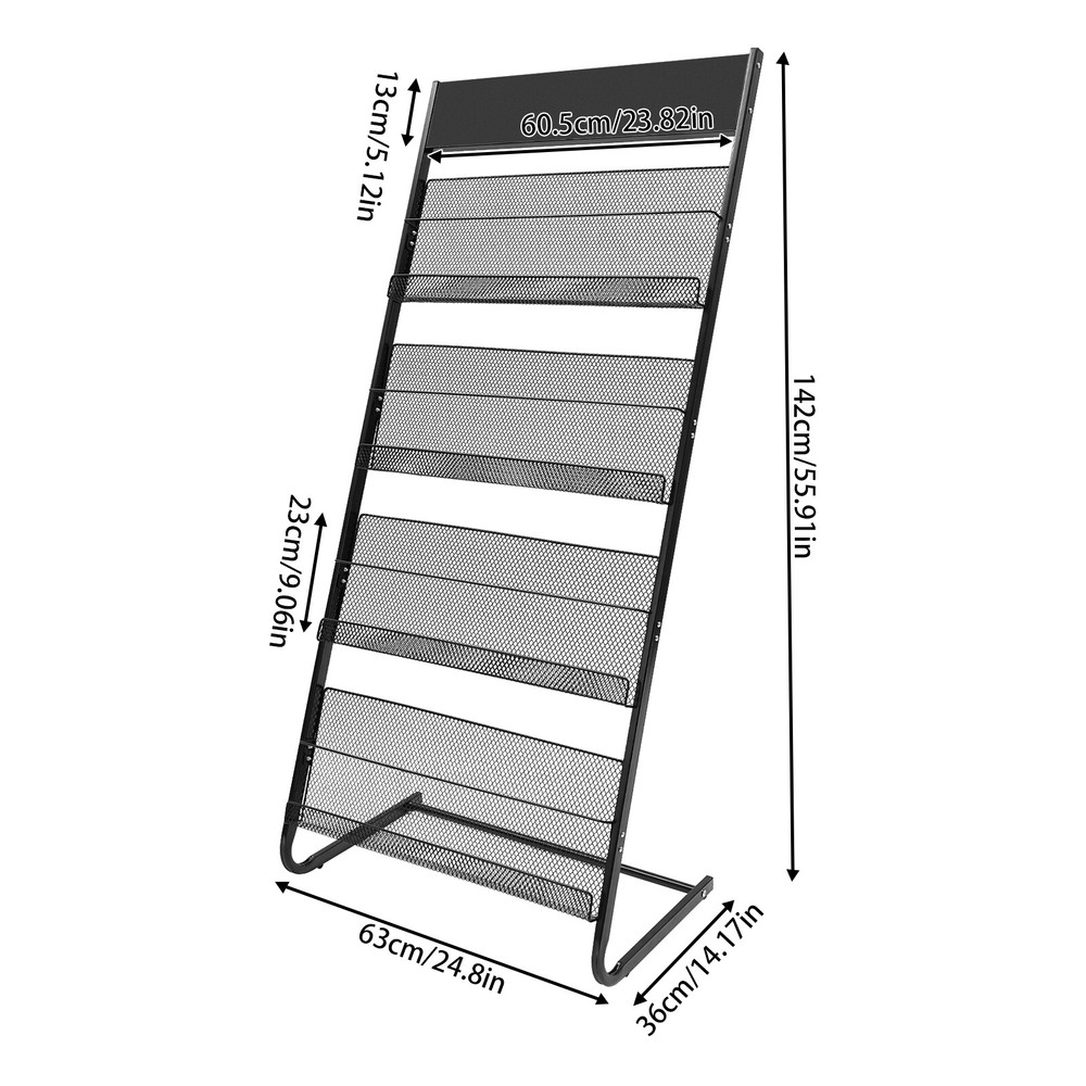 4-Layer Standing Magazine Rack Business Office Comic Display Organizer Stand New