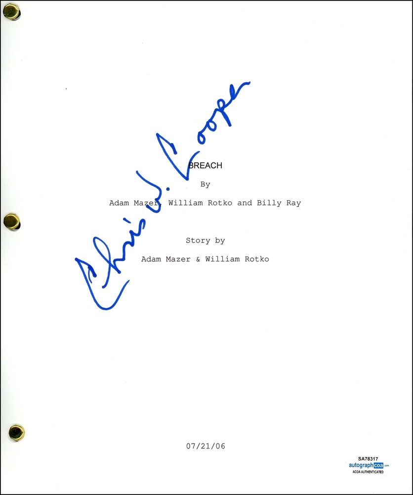 Chris Cooper "Breach" AUTOGRAPH Signed Full Complete Script Screenplay ACOA
