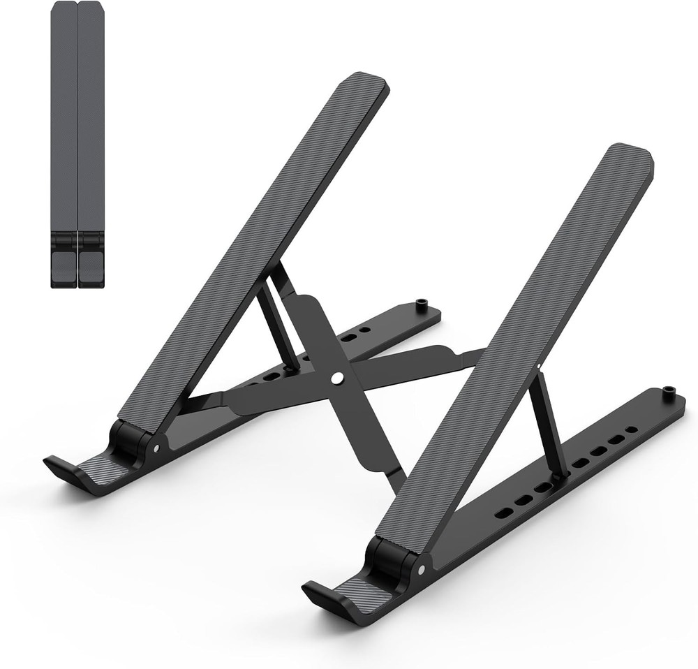 Laptop Stand for Desk, Adjustable Riser ABS+Silicone Foldable Black