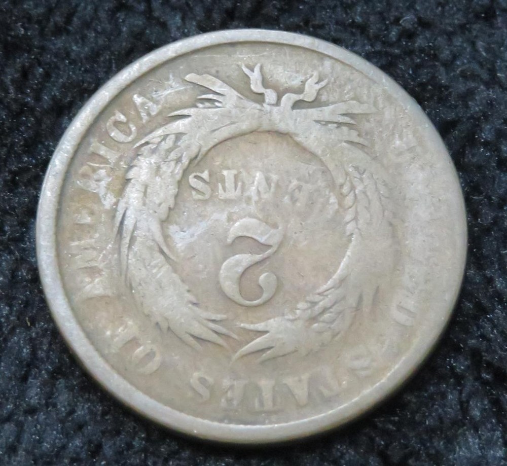 1864 Two Cent Piece * Rotated Die * Neat * 5955