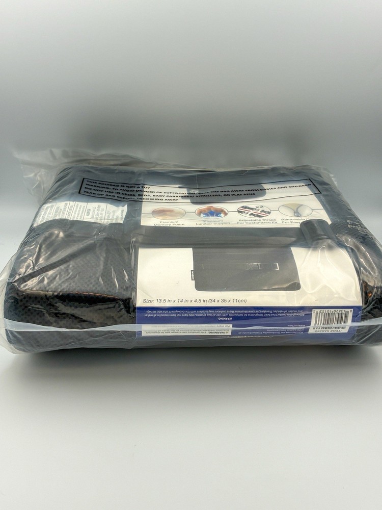 Samsonite Premium Memory Foam Lumbar Back Support Cushion NEW