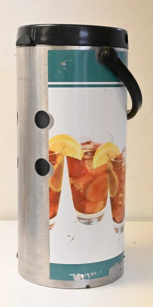 Iced Tea Dispenser Urn Stainless Steel Round Handle w/ Insert & Locking Handle