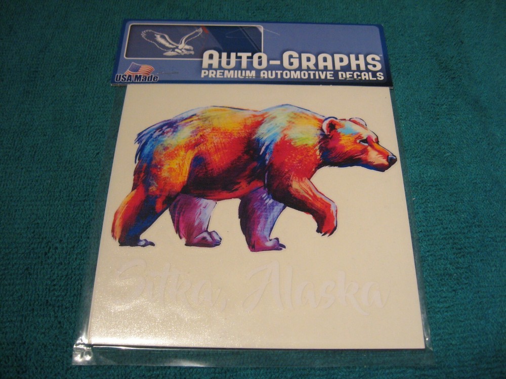 Auto-Graphs Vinyl Decal 5" x 5" Window Sticker / Brown Bear - Sitka, Alaska