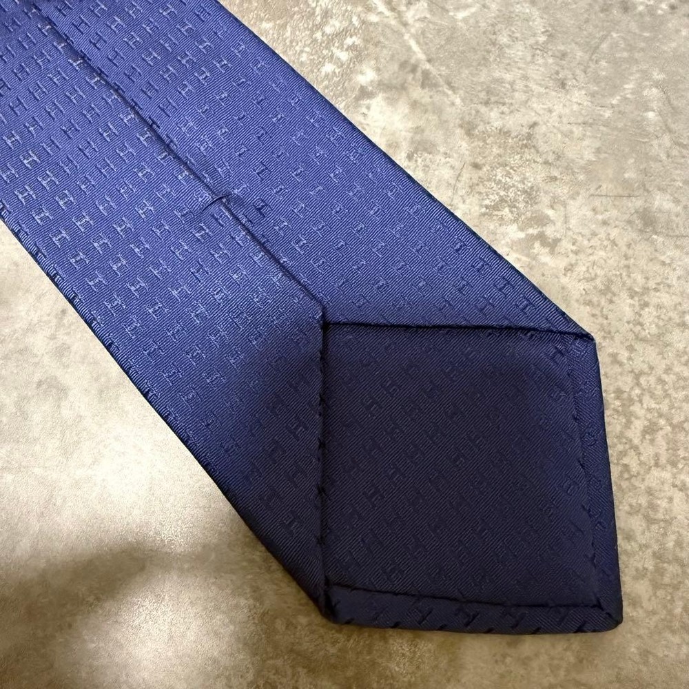 HERMES Tie Navy Fason H Pattern