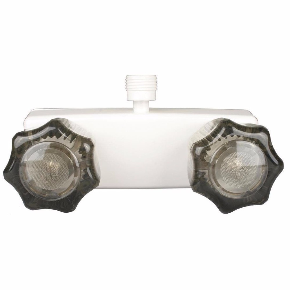 4" Shower Faucet RV CAMPER TRAILER  White with Smoke Handles Diverter UF08263S