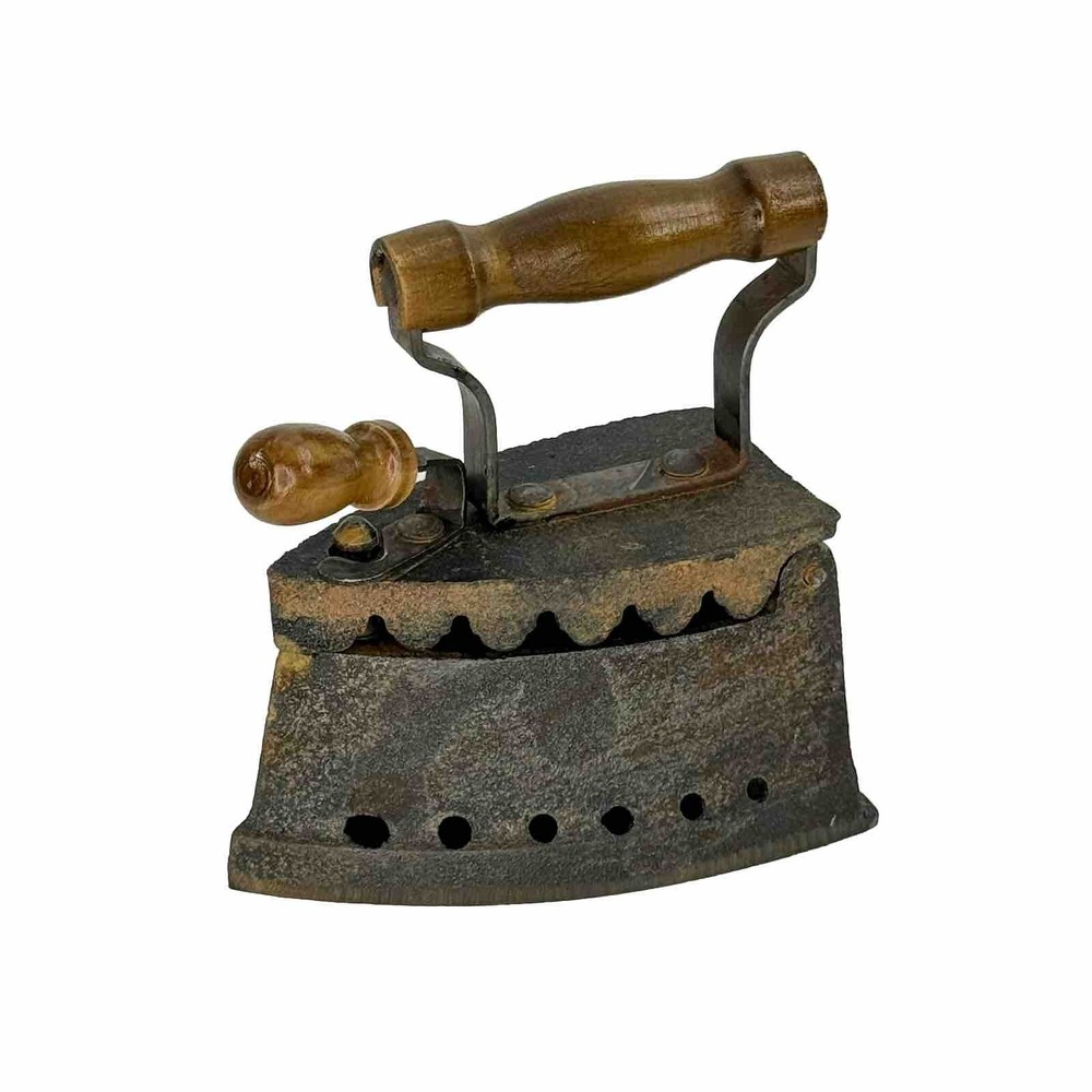 Vintage Mini 4” Cast Iron Sad Coal Fired Clothes Press Iron