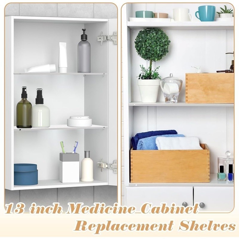Medicine Cabinet Replacement Shelves Easy Installation Multi-Use Storage