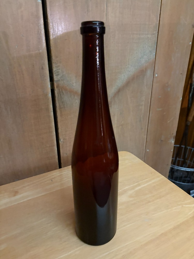 Vintage Dark Amber Bottle 14" Tall Unique Shape