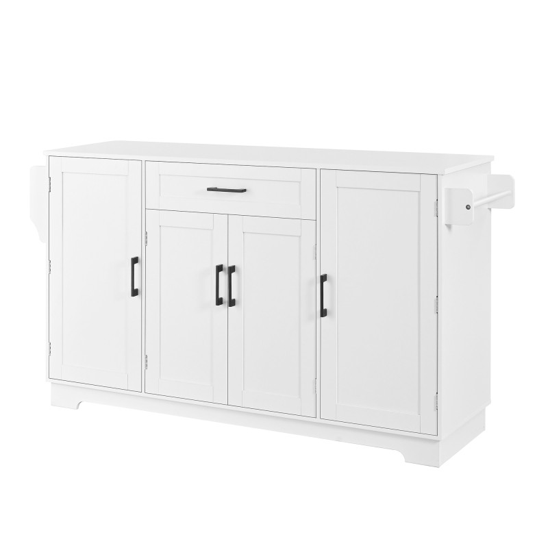 Fluted Buffet Sideboard Cabinet with Storage, Adjustable Shelves, Modern White