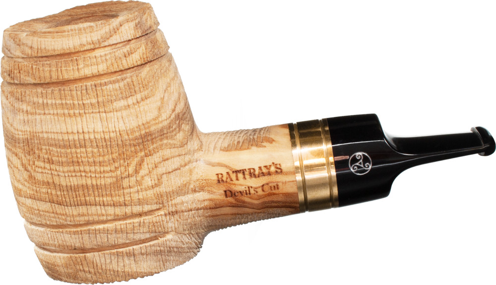 NEW! RATTRAY'S DEVIL'S CUT OLIVE WOOD 9MM PIPE incl. Adapter / BRUSHED