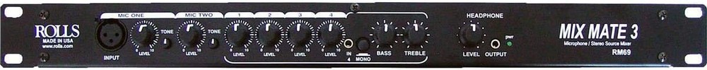 Rolls RM69 MixMate 3 Mic/Source Mixer , Black