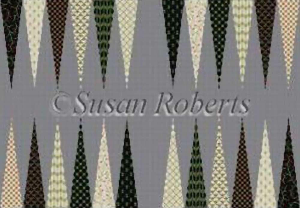 Needlepoint Handpainted Susan Roberts Backgammon Board Patterned Points