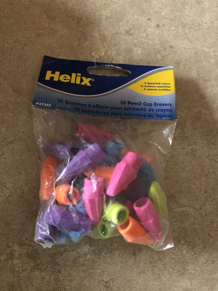 Helix 30 Pencil Cap Erasers NIP! NEW!