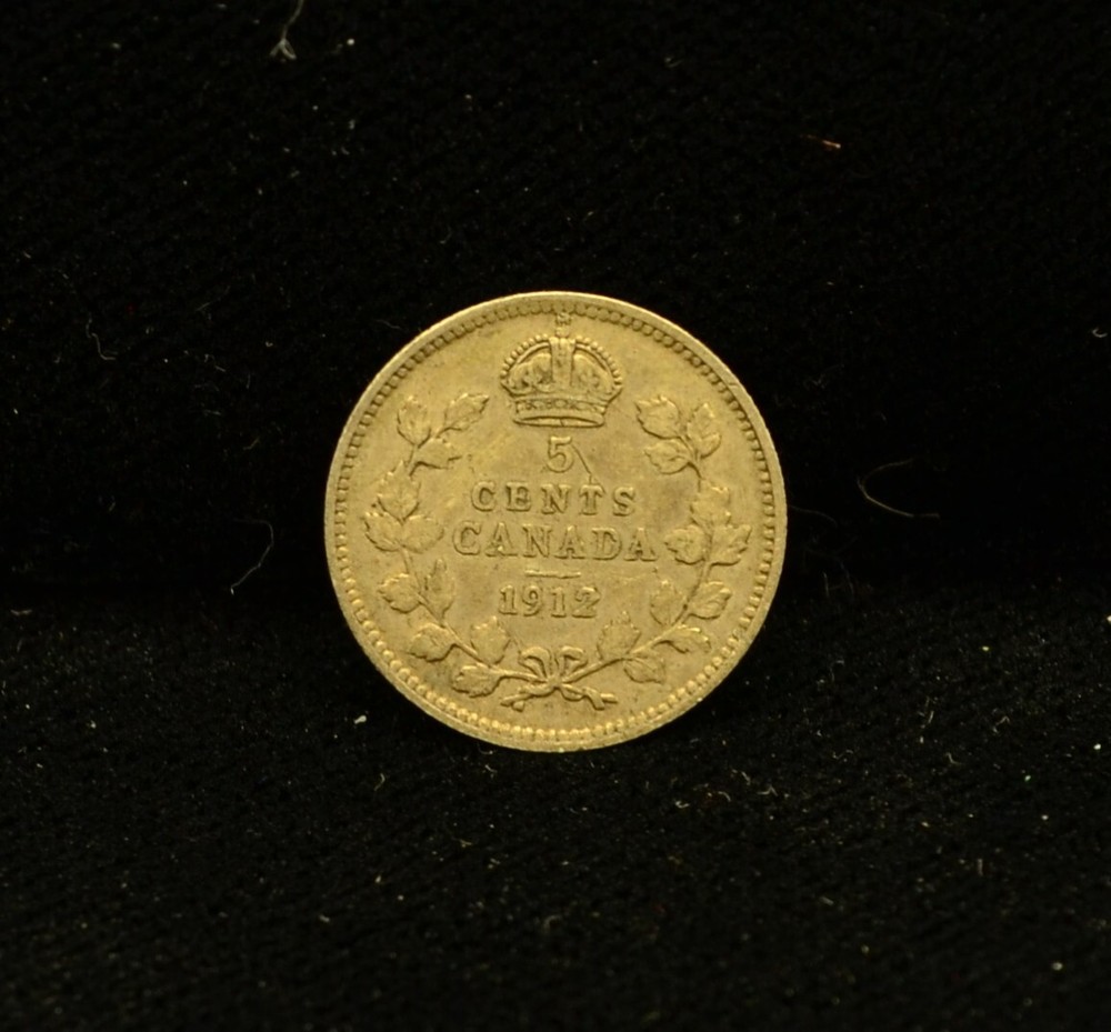 1912 Canada 5 Cent 92.5% SILVER KM 22 INV# EB12145