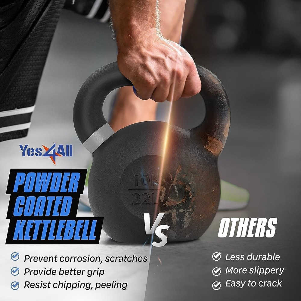 Cast Iron Kettlebell Pair for Strength Training./
