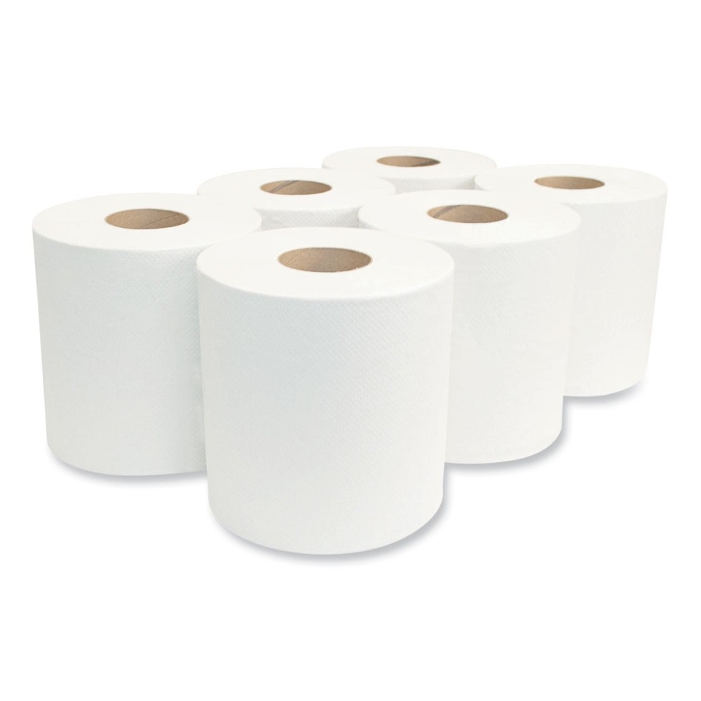 Center-Pull Roll Towels, 7.5" dia., White, 600 Sheets/Roll, 6 Rolls/Carton