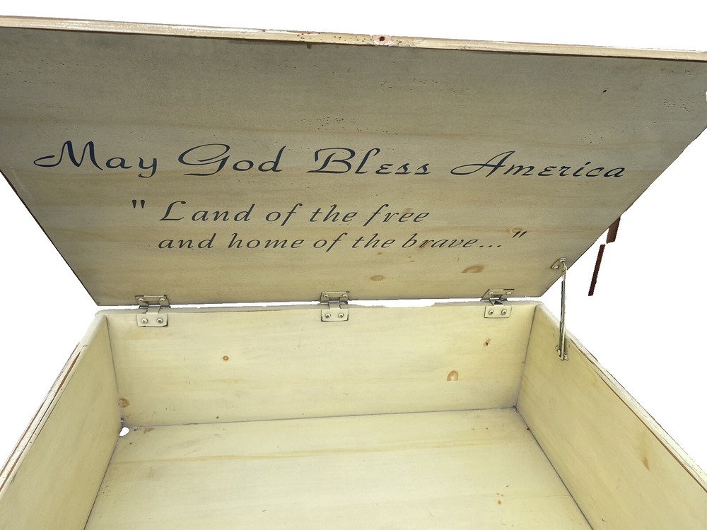 65174 Rustic Primative Coffee Table with STORAGE Americana Flag Design