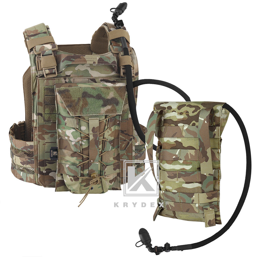 KRYDEX 1.5L Water Bladder Tactical Hydration Pack MOLLE Panel for Vest MC Camo