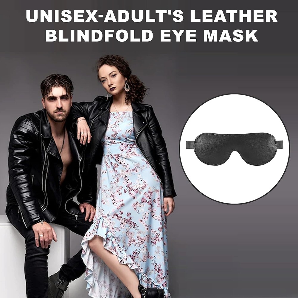 Leather phobia Eye Mask with Contoured Leather Padding in Black