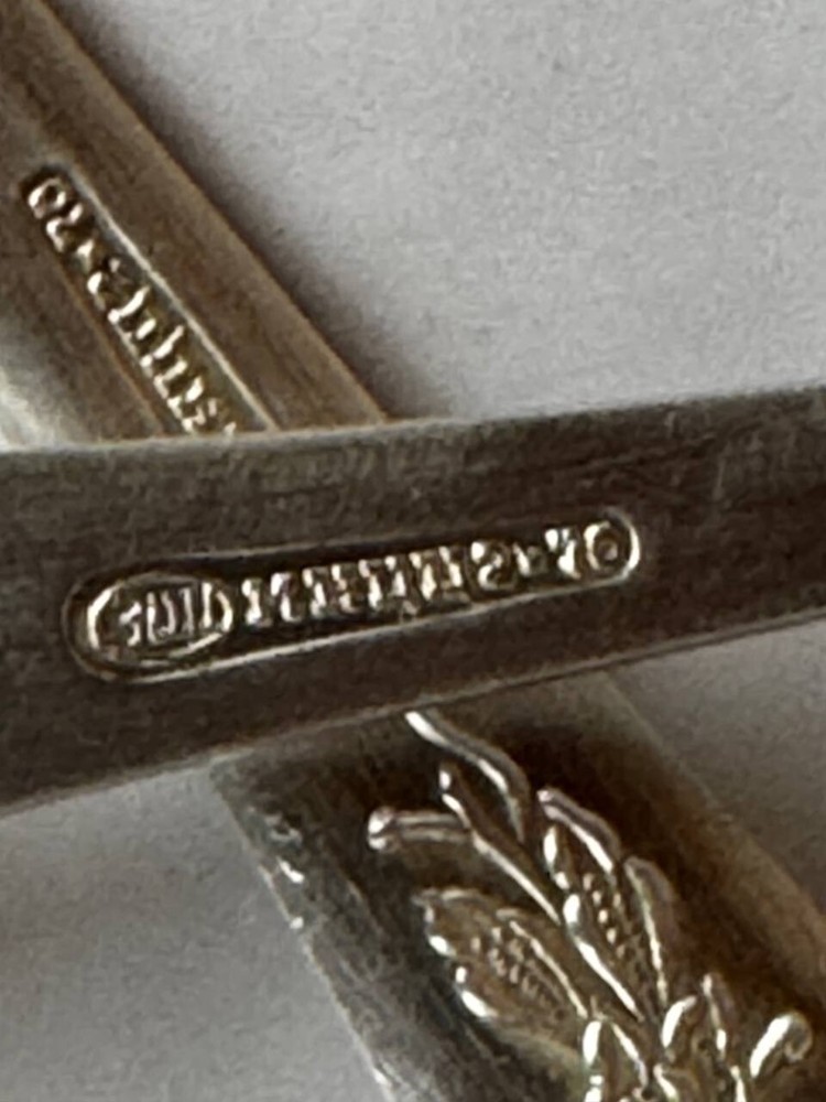 Silver plated FISH FORK 6.89", cutlery cupronickel USSR 8 pcs.