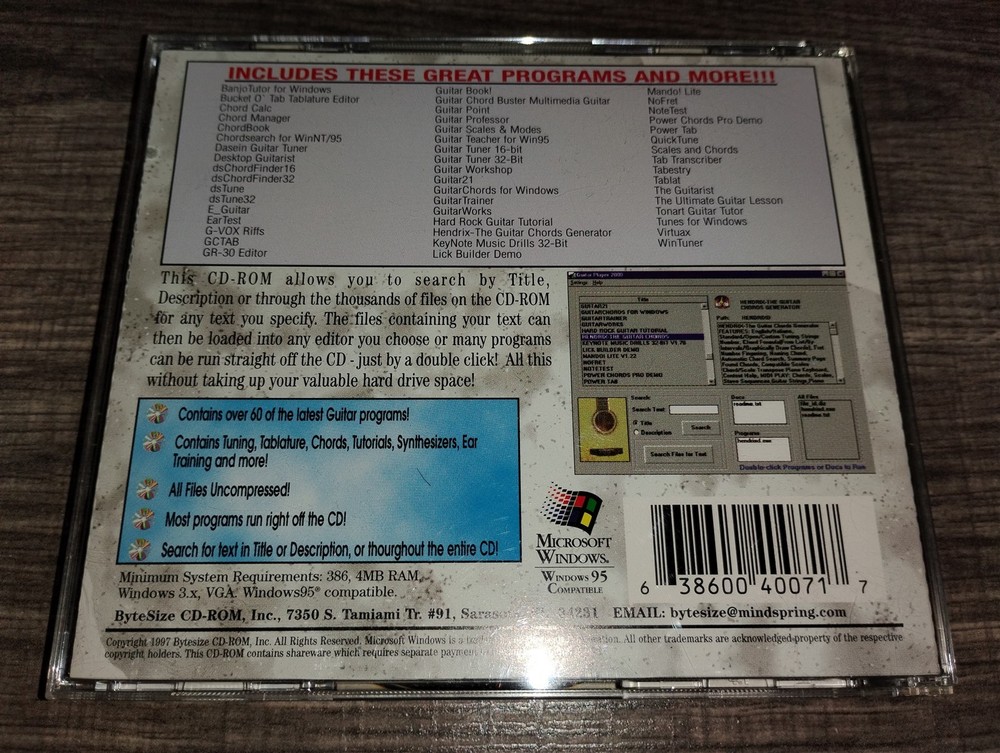 Guitar Player 2000 PC CD-ROM 1997 Bytesize Music Software for Windows 95 and 3.1