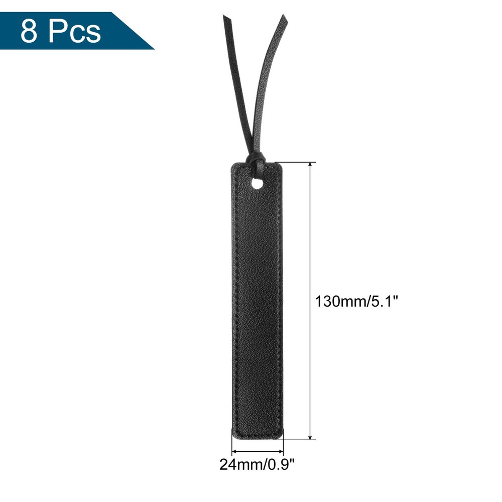 8 Pcs Leather Bookmark, Personalized Handmade Leather Bookmarks, Black