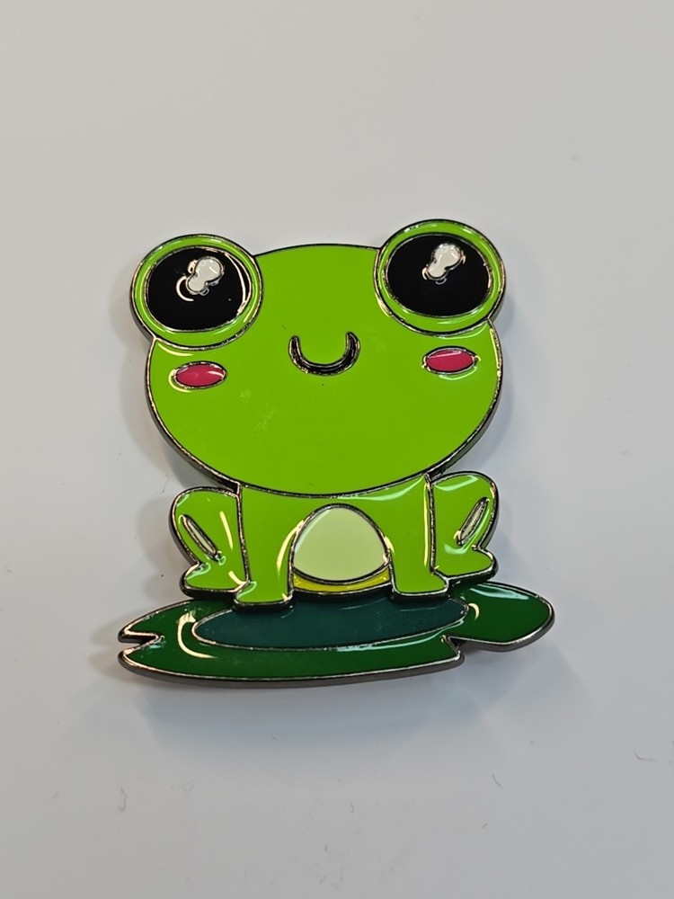 Frog On Springing Lilly Pin  Lapel Pin Large Size